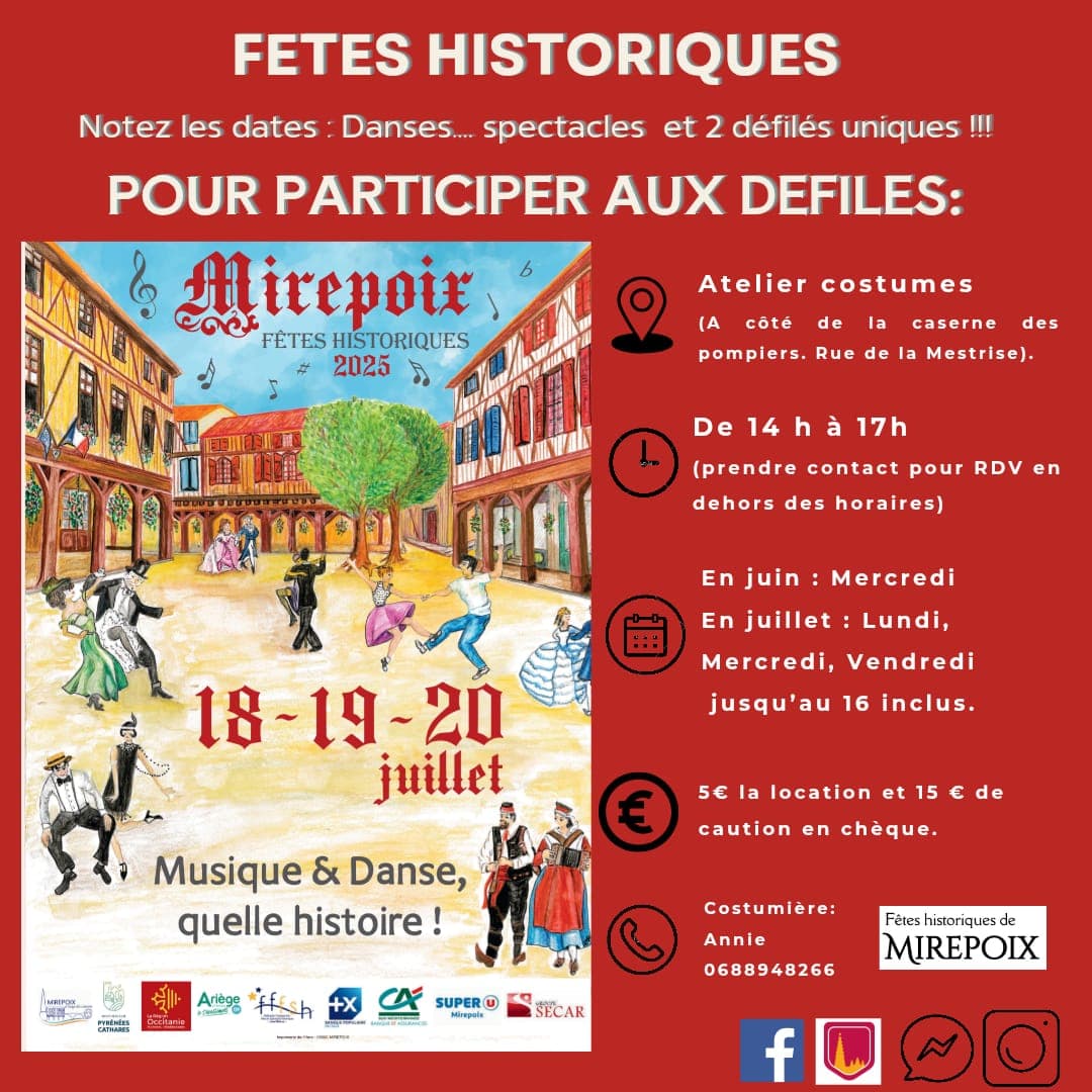 Affiche horaires costumes Fêtes historiques 2025